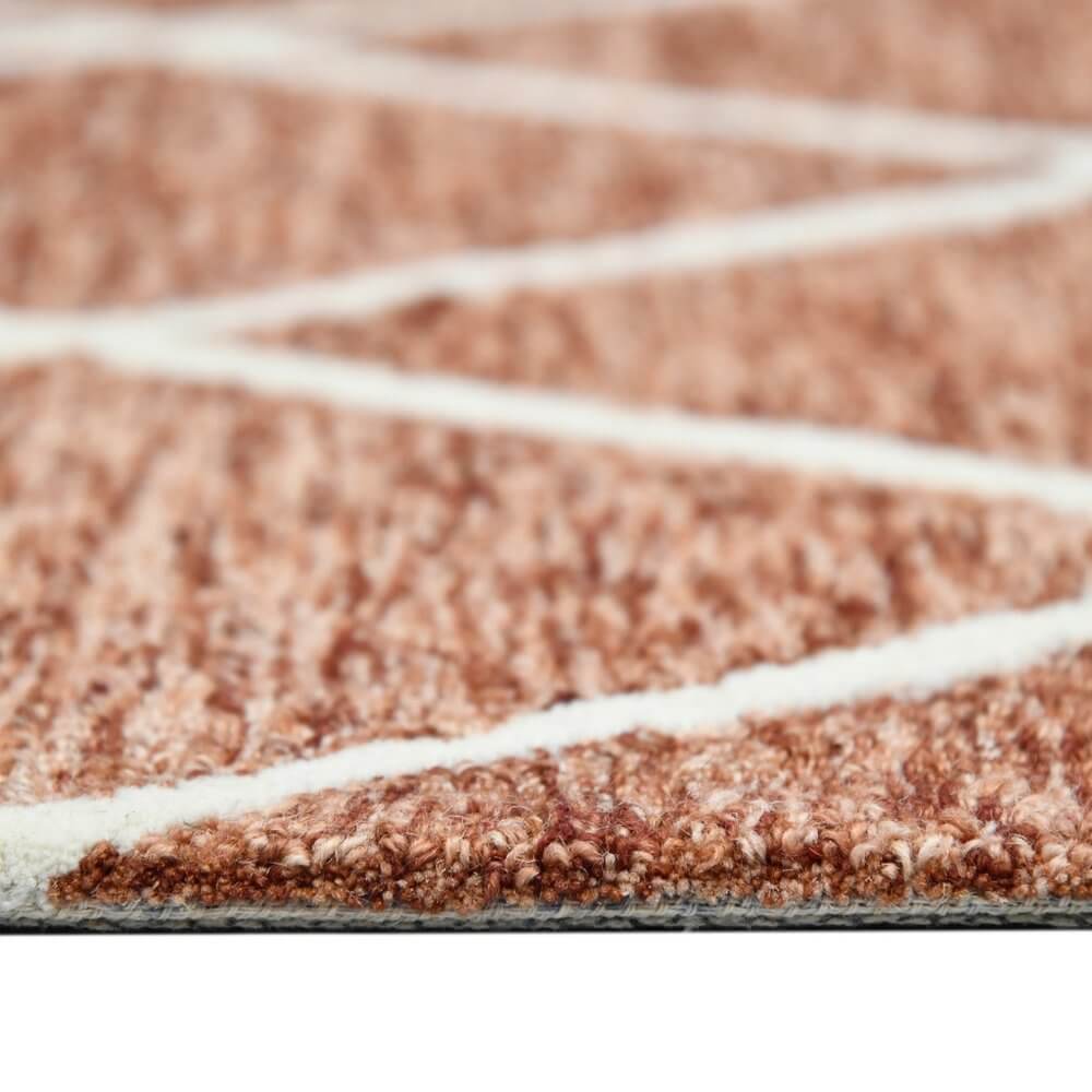 Rust And Ivory Wool Argyle Hand Hooked Area Rug | 9' x 13' close-up of the texture and pattern.