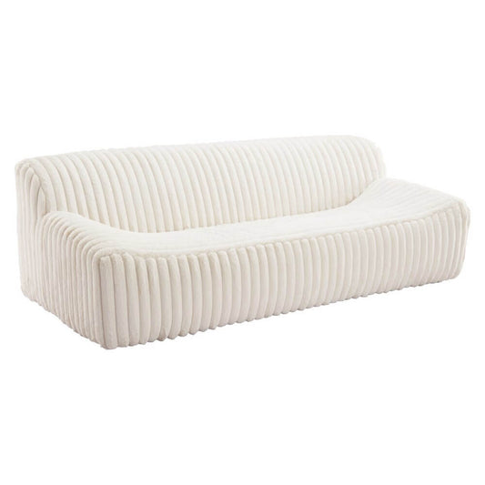 Willa Cream Faux Fur Sofa – 89" Plush Modern Sofa