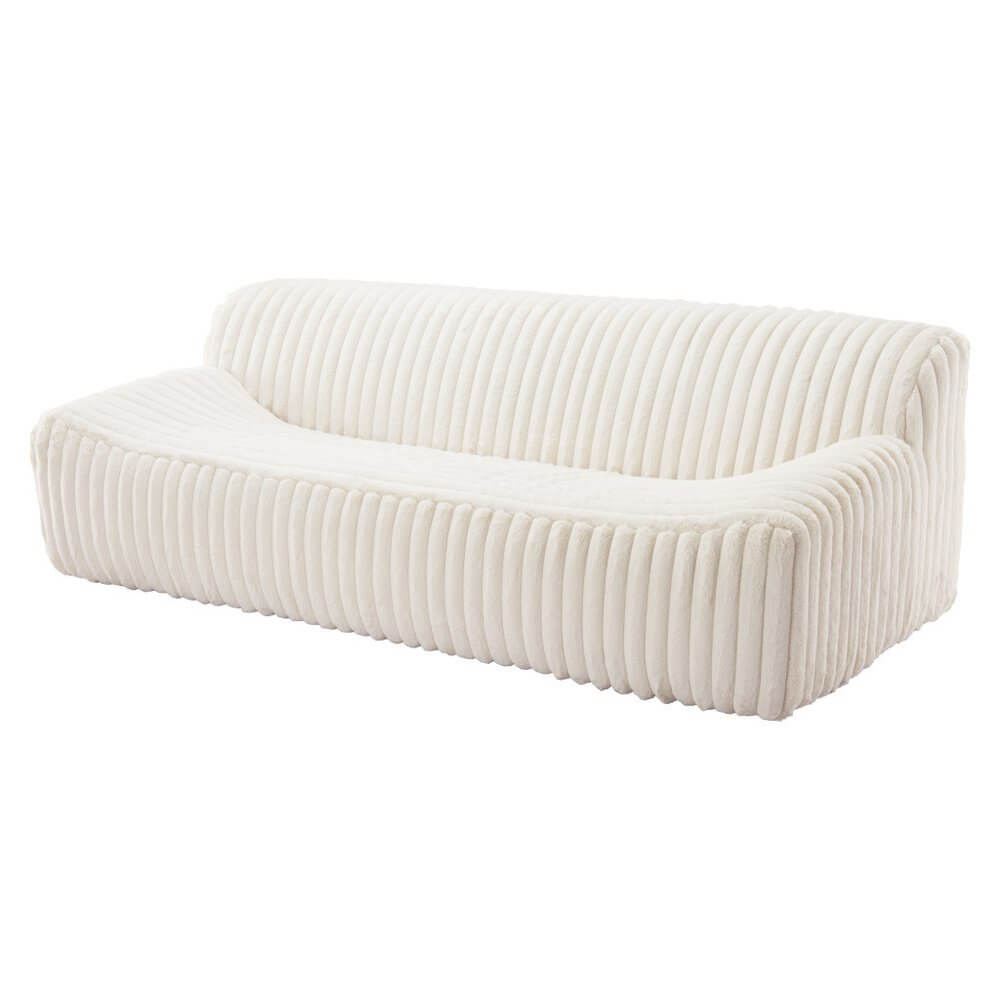 89" Cream Faux Fur Sofa