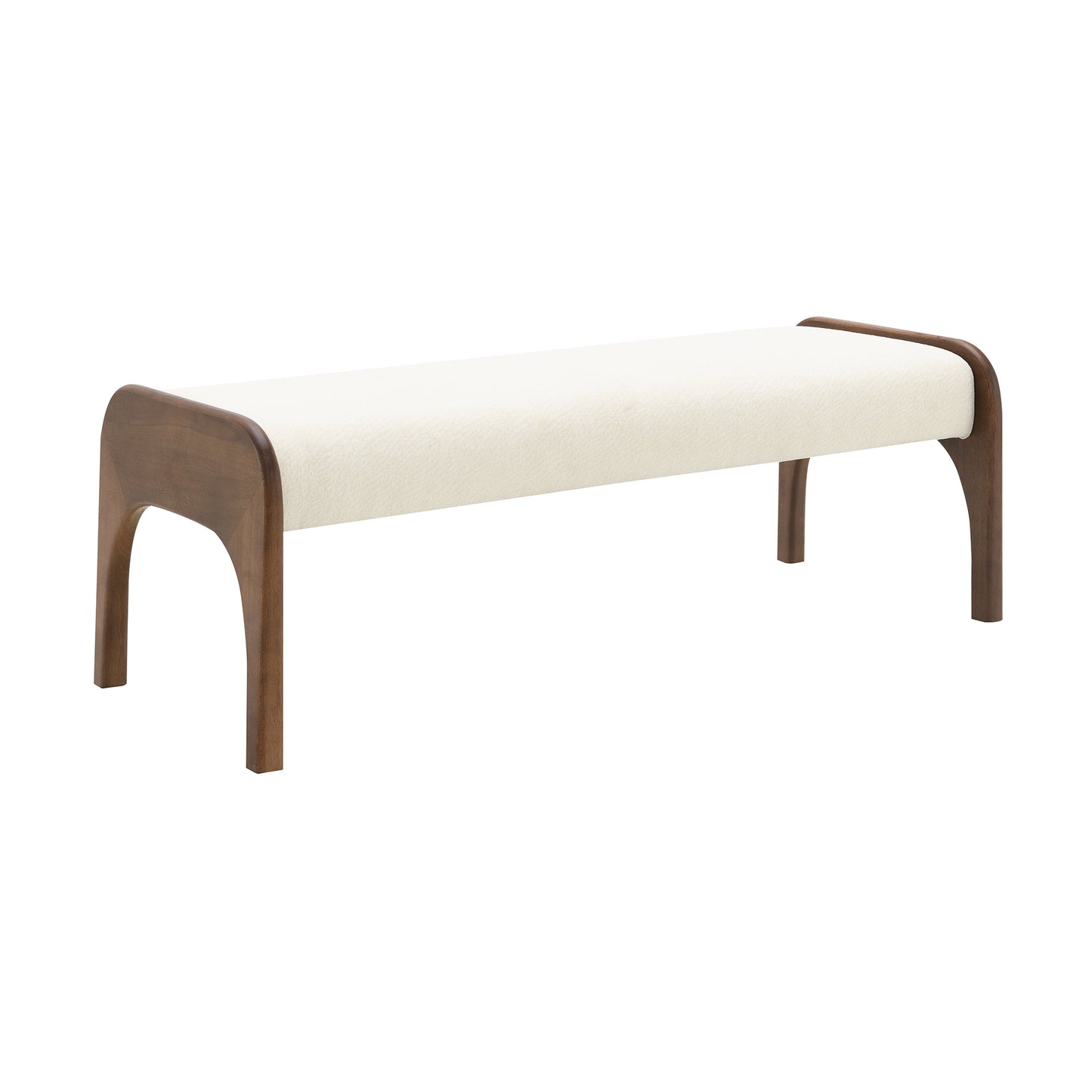 Philippa Beige Chenille Upholstered Bench – 50.25" Dining & Entryway Bench with Rubberwood Legs