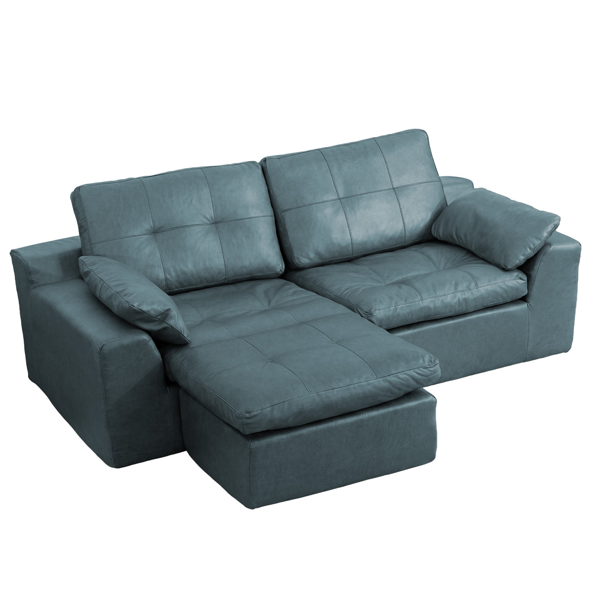 Delano Faux Leather Sectional Sofa in Blue