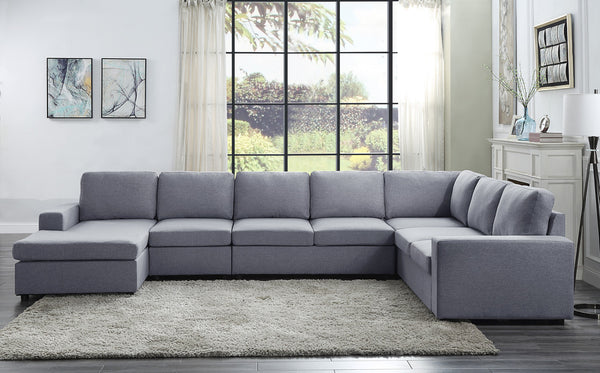 Tifton Light Gray Linen Sectional Sofa – 147