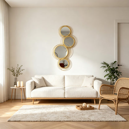 Hensley Gold Multi-Circle Wall Mirror – 42.25" Overlapping Rings Metal Wall Art