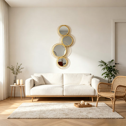 Hensley Gold Multi-Circle Wall Mirror – 42.25" Overlapping Rings Metal Wall Art