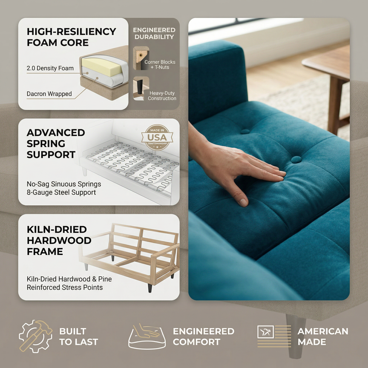 Talmadge Velvet Sofa – 92" Classic American Sofa - Hepburn Teal - Fabric (13)