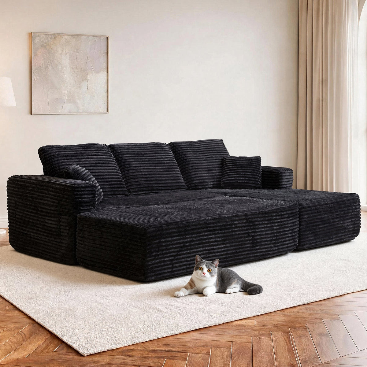 Emberly Modular Sectional Sofa Black R-Shape