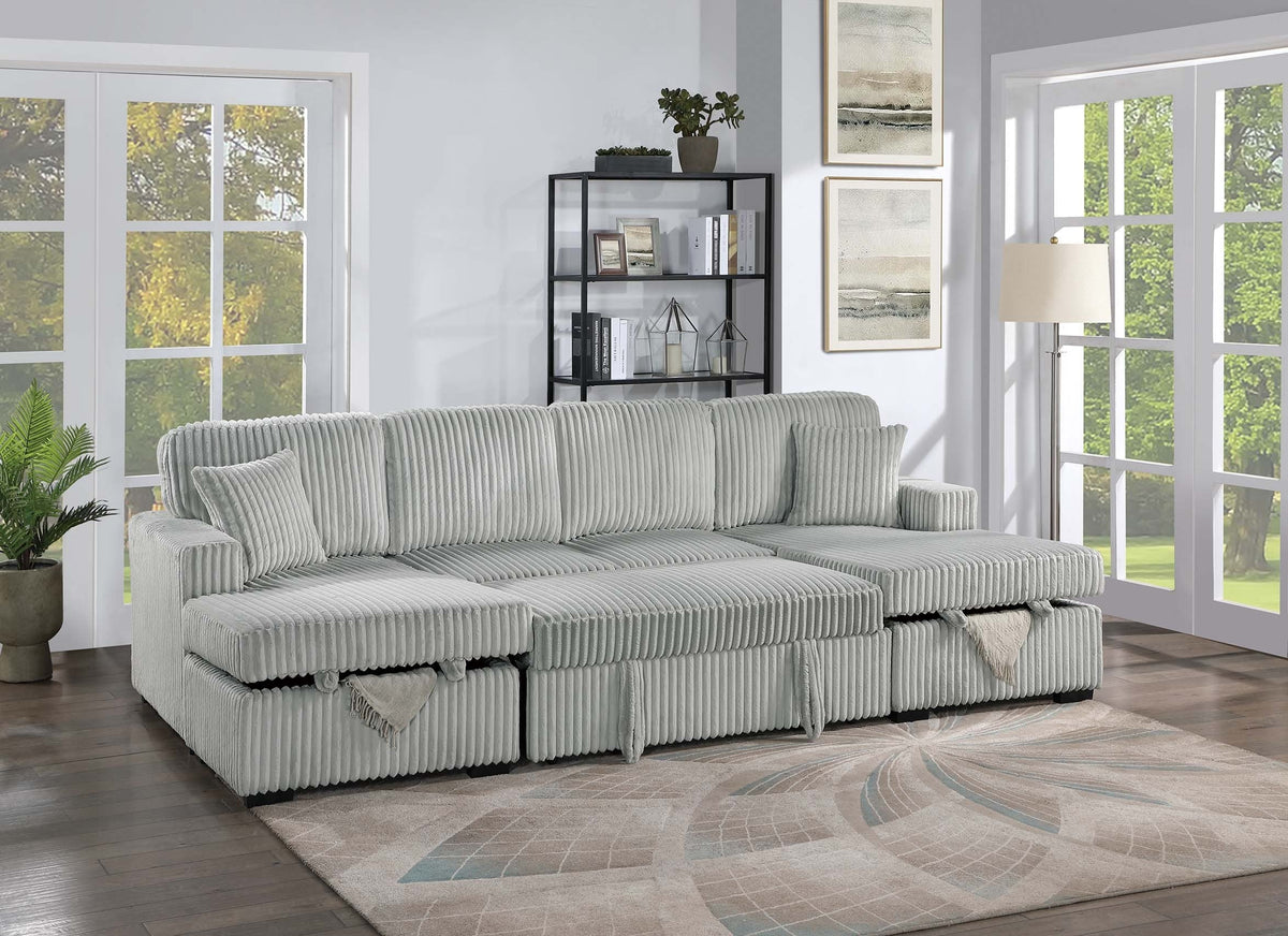 Ash corduroy convertible sectional sleeper sofa
