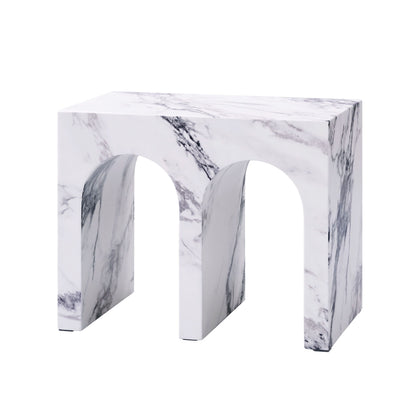 Fritzy White Marble Engineered Stone End Table