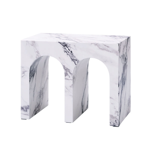 Fritzy White Marble Engineered Stone End Table