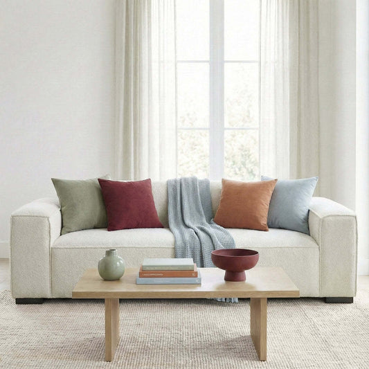 Woodley Cream Boucle Sofa – 92.5" Japandi 3-Seat Sofa