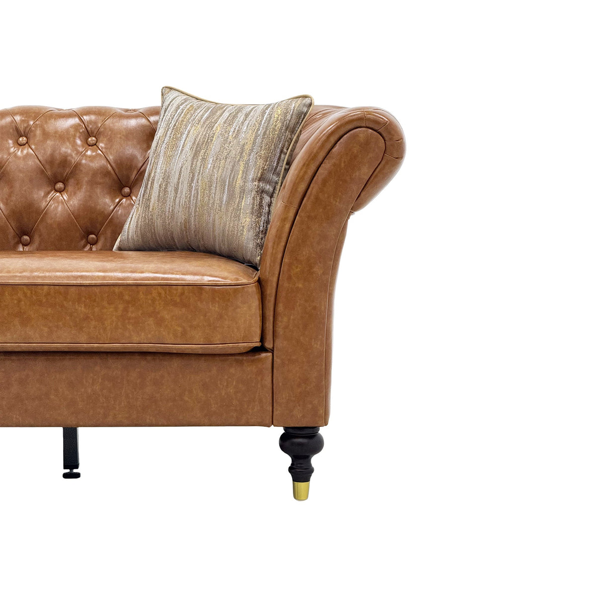 Barrington Chesterfield faux leather sofa in light brown