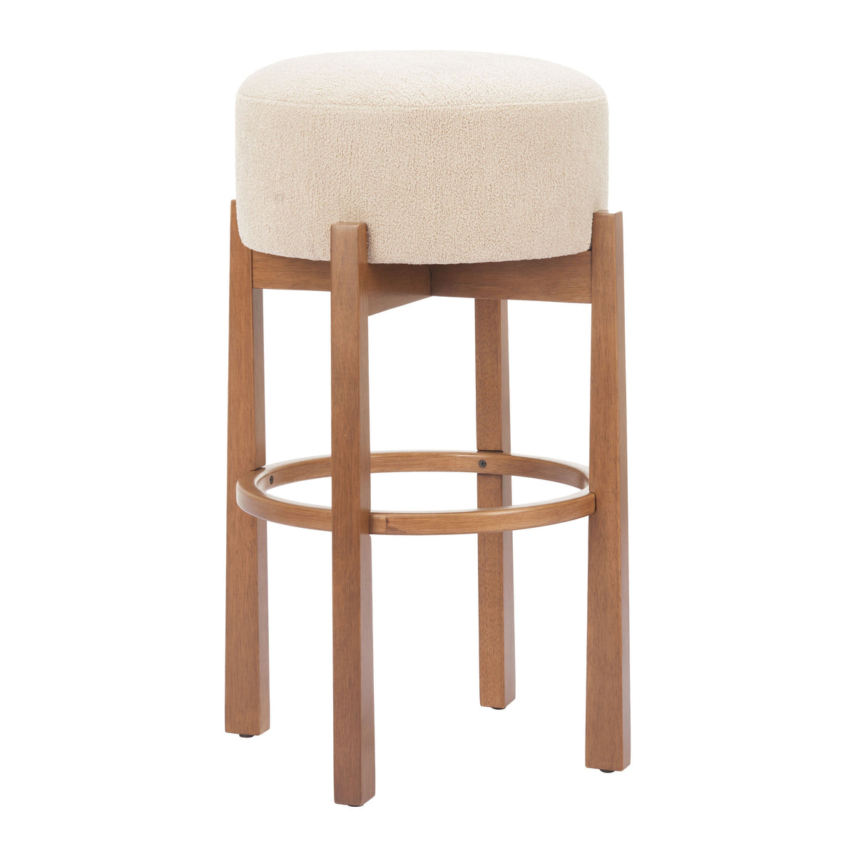Nade Beige & Walnut Barstool (Set of 2)