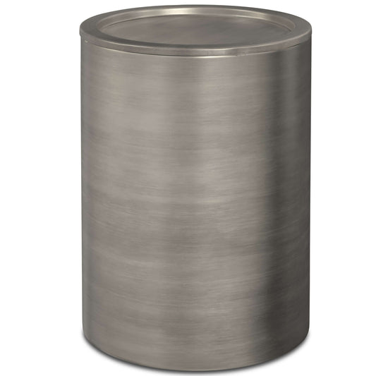 Corbin Cylindrical Antique Silver Side Table 16', metal finish, industrial style, versatile decor accent