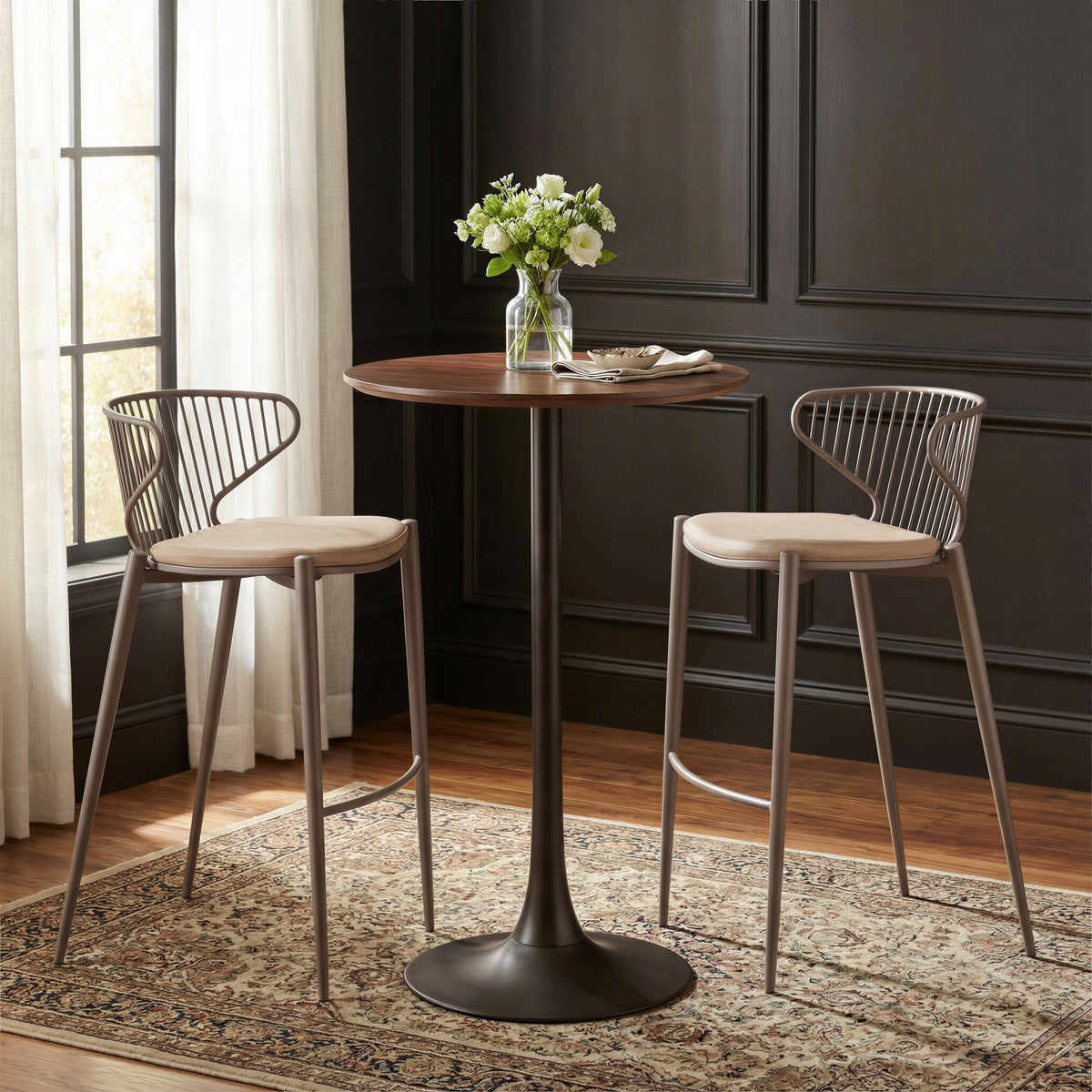 Silues Taupe & Brown Barstool (Set of 2)