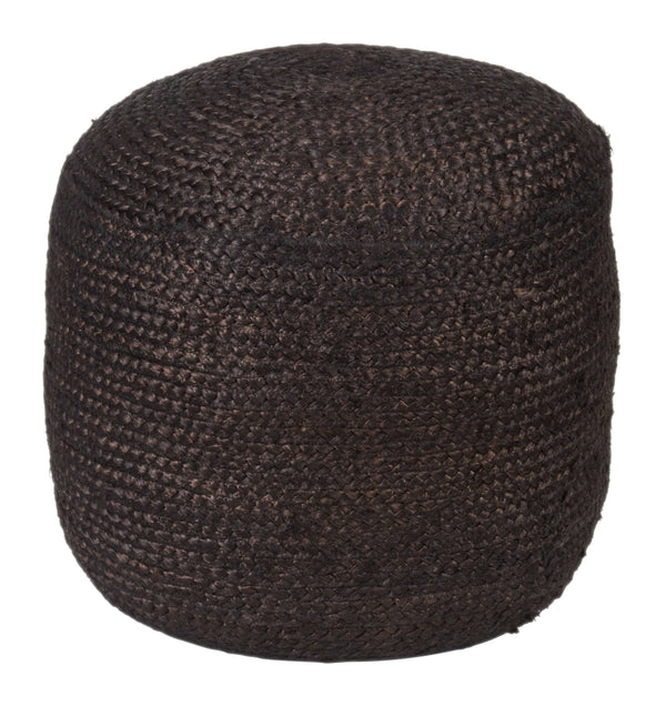 Lillian Boho Chic Round Wicker Ottoman, Black or Natural Colors 18 - Revel Sofa