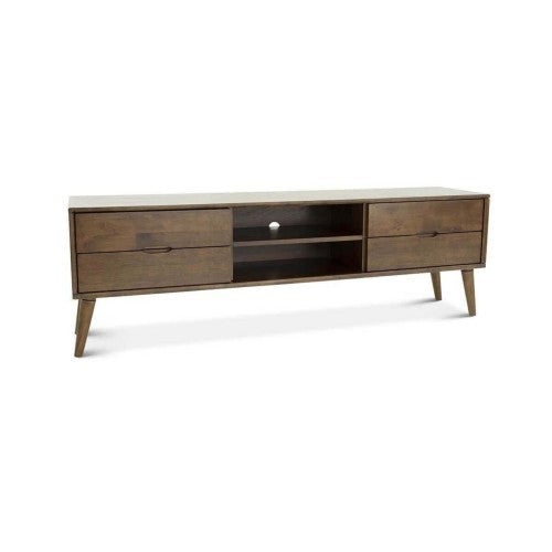 Adrian MCM Solid Wood Media Console TV Stand – 71” Walnut Entertainment Center (Fits Up to 72” TVs) with sleek, modern design.