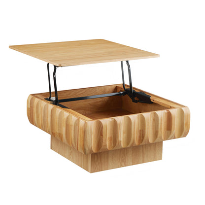 Emory Natural Ash Lift-Top Coffee Table – 31" Square Storage Table