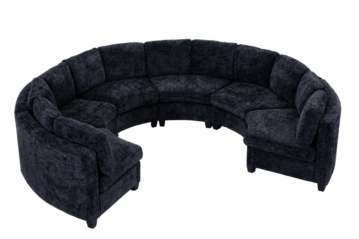 Harlan Curved Modular Sectional Sofa – Chenille, Solid Wood Frame, 4 Colors - Black (10)