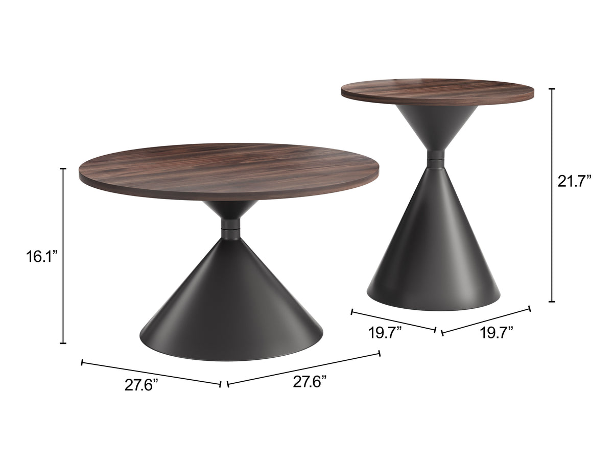 Rosk Walnut & Black Coffee Table Set (2-Piece)