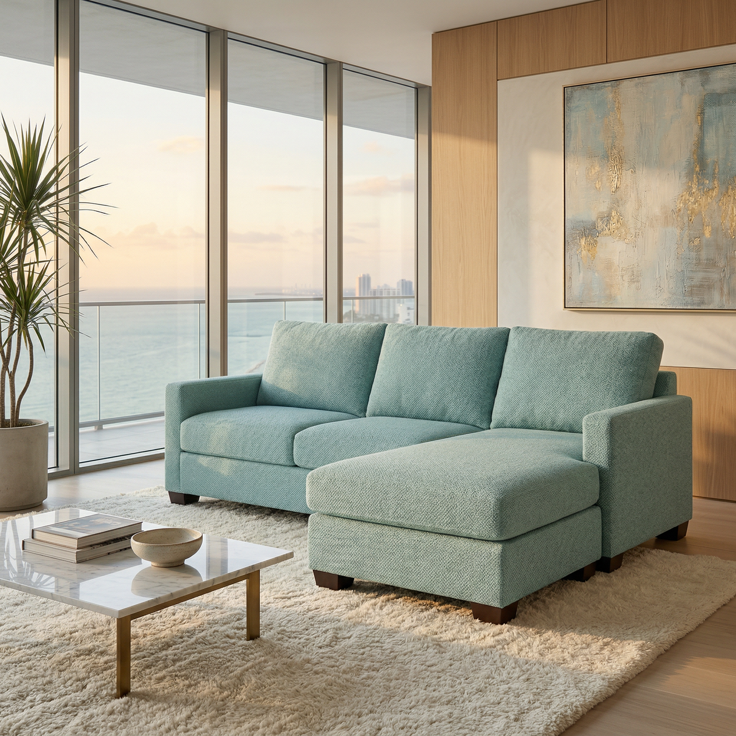 Modena L-Shaped Sectional Sofa - Leslie Robins Egg - Fabric (4)