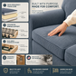 Augusta Sofa – Made in USA, Custom Fabric Options, 83" Classic Design - Leslie Peacock - Fabric (12)