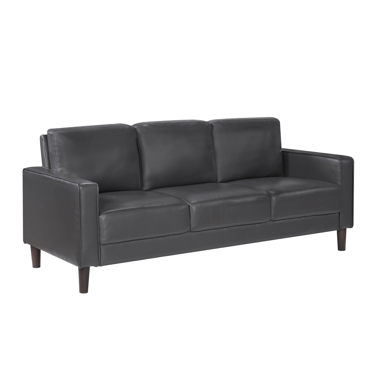 Thayer Faux Leather Sofa in Dark Gray