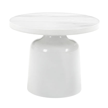 Zaid White Faux Marble End Table