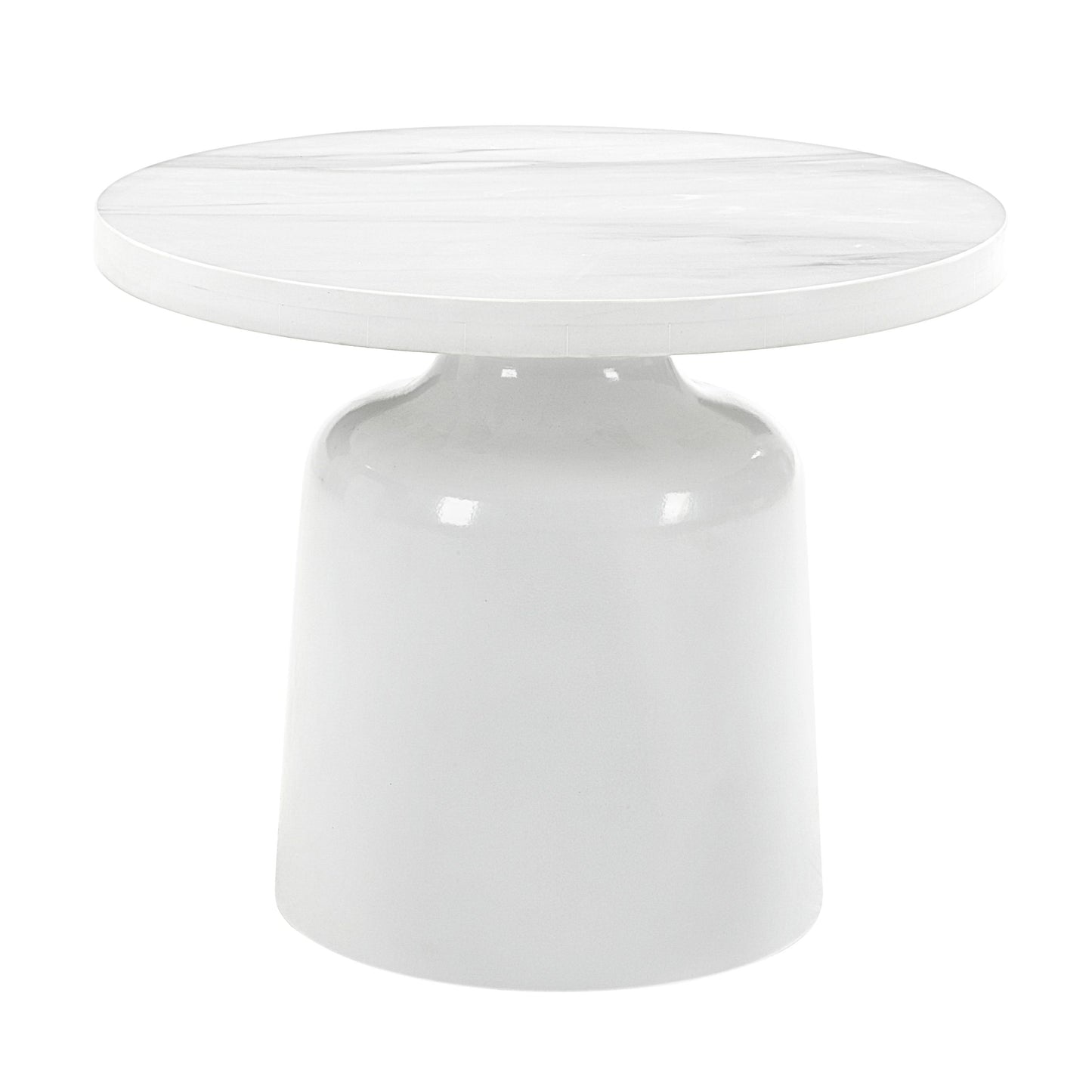 Zaid White Faux Marble End Table