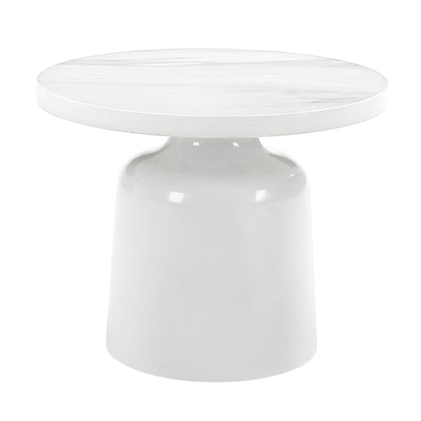Zaid White Faux Marble End Table