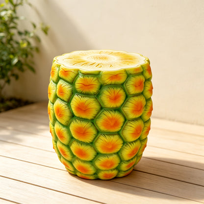14" Oversized Pineapple Shaped Resin Stool, Side Table, Plant Stand