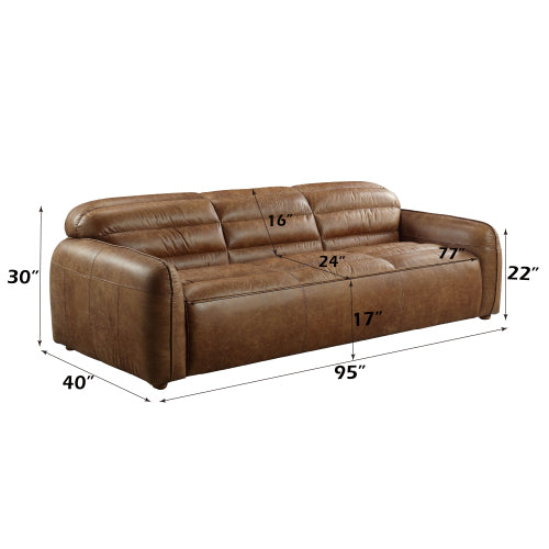 Rafer Genuine Top-Grain Leather Sofa 95" | Cocoa Modern Industrial Leather Sofa