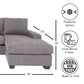 Modern Gray Fabric Reversible Chaise Sofa Sectional 96'