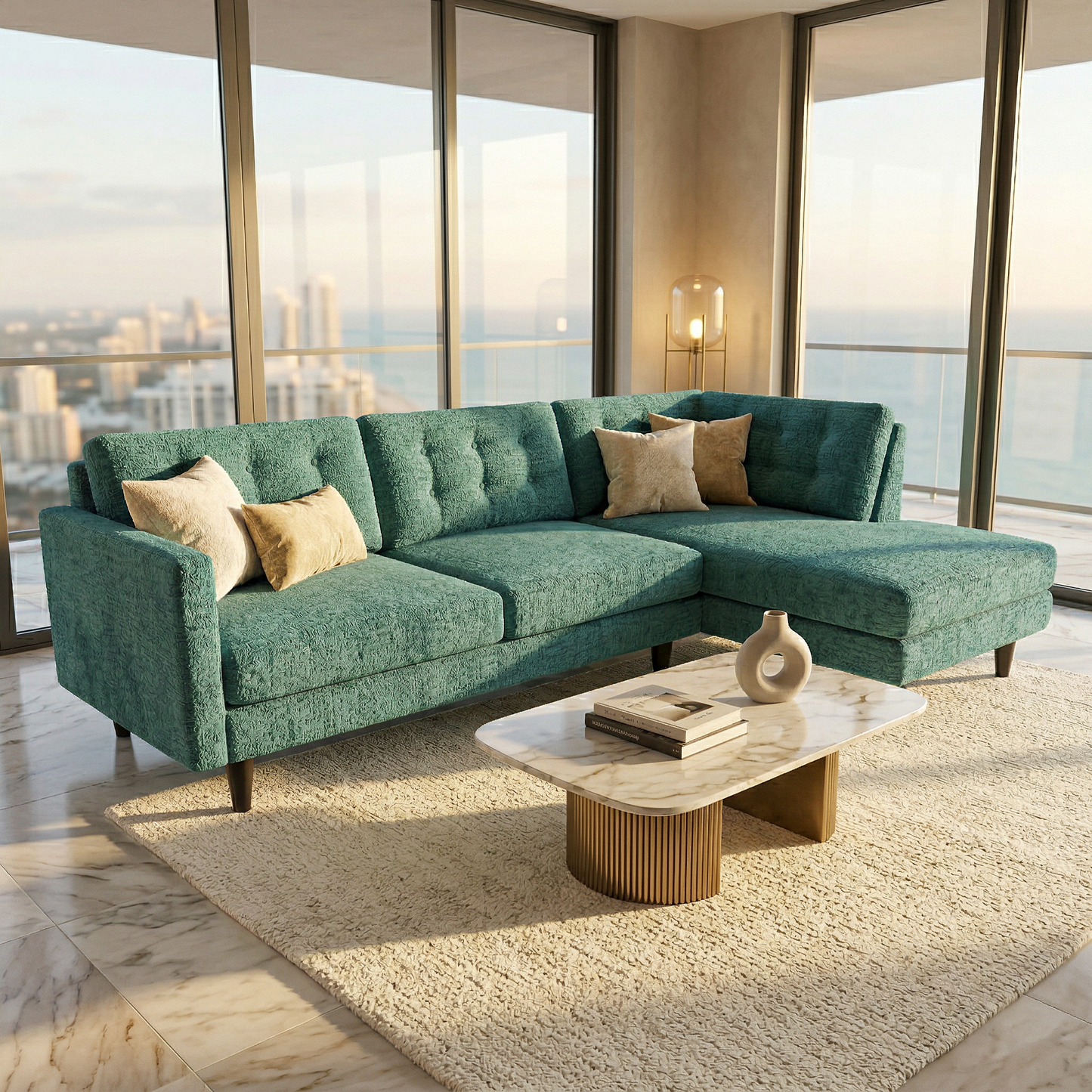 Talmadge Sectional Sofa – 120" L-Shaped, Made in USA - Hepburn Emerald - Fabric (9)