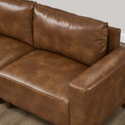 Luxury PU Leather Sofa 112" – Modern Faux Leather 3-Seat Couch with Wood Legs (3 Colors)