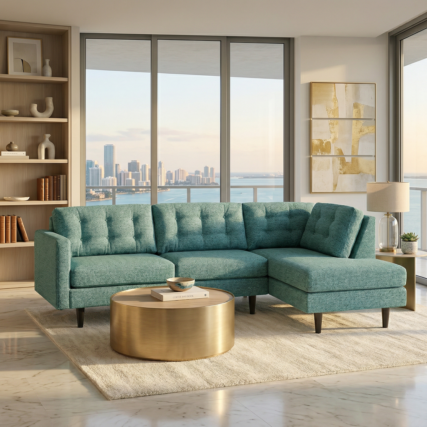 Talmadge Sectional Sofa – 120" L-Shaped, Made in USA - Hepburn Emerald - Fabric (12)