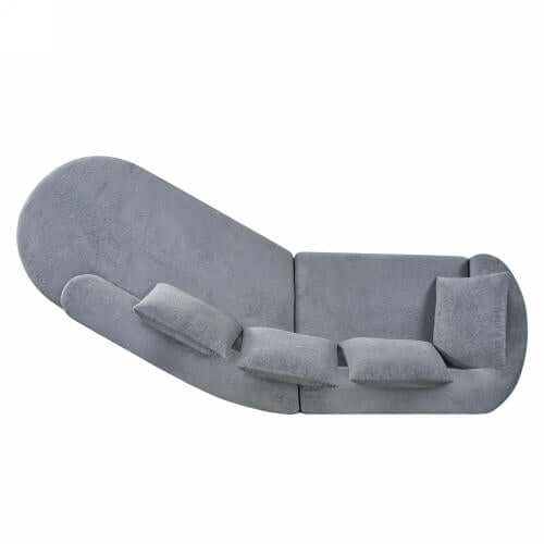 Modern Low Profile Modular Curved Foam Sofa 116' (4 Colors) in sleek gray fabric with plush cushions.