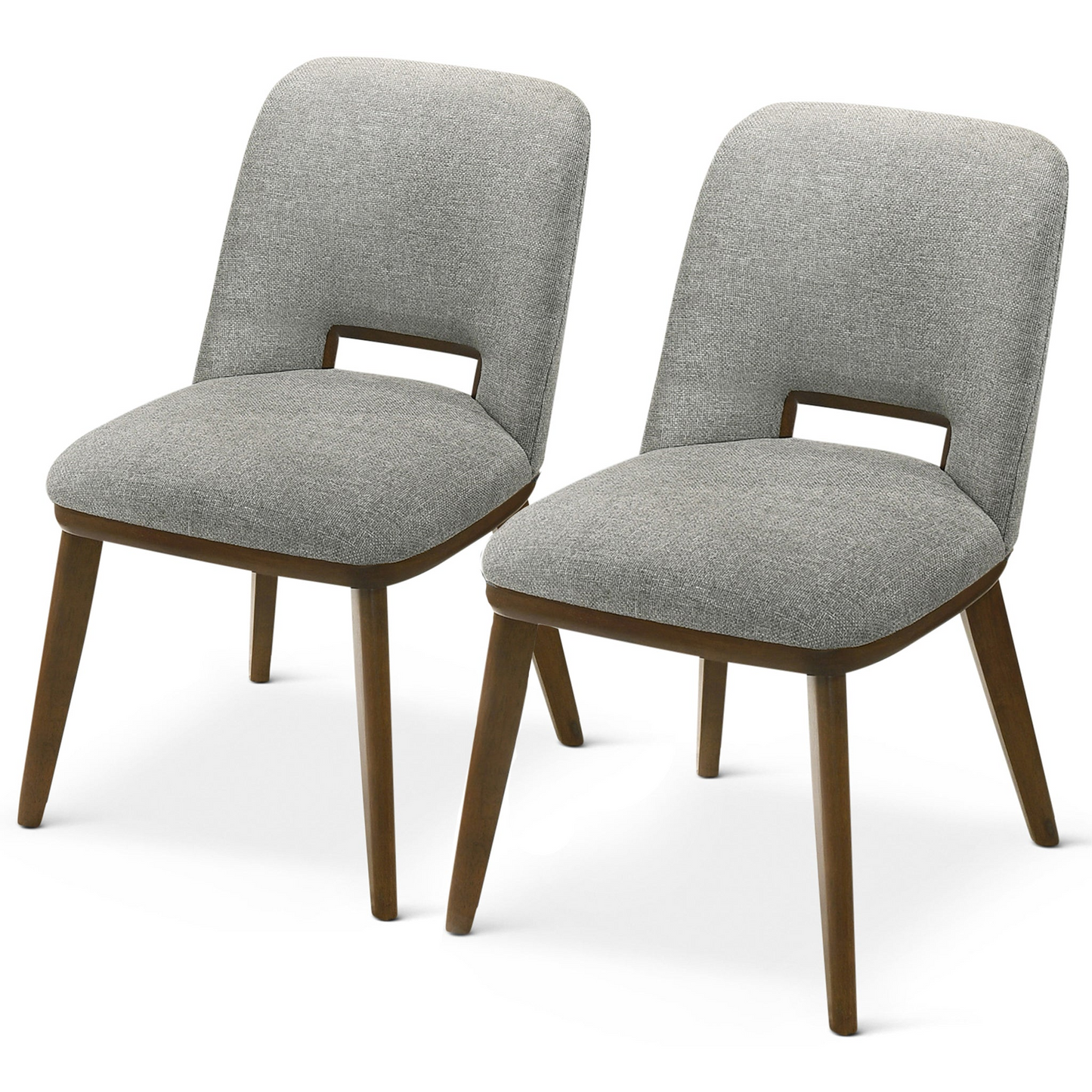 Mercer Light Grey Fabric Dining Chair – 33.7"H Walnut Base Mid-Century Chairs (Set of 2)