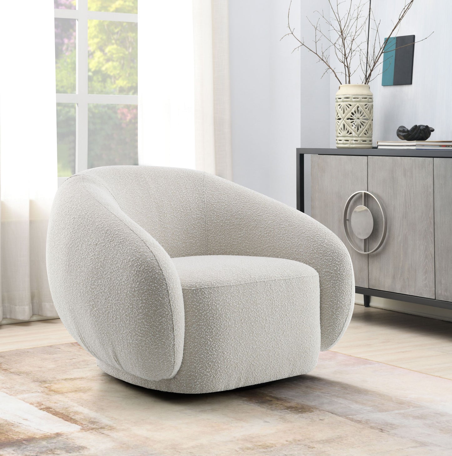Isabel Beige Boucle Accent Chair – 42"W Accent Chair