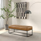 Odessa Genuine Leather Bench – 48” Modern Leather Bench with Metal Frame (Tan)