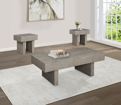 Harlow Brown Gray 3-Piece Table Set – Coffee Table and Two End Tables