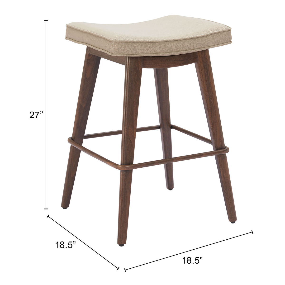 Divat Beige & Walnut Counter Stool (Set of 2)