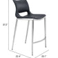 Ace Counter Stool (Set of 2) in Black & Silver