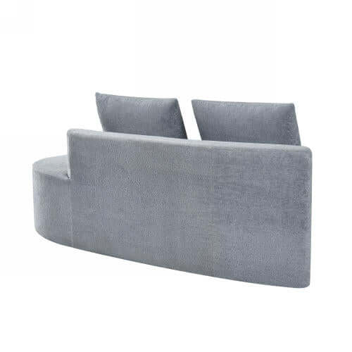 Modern Low Profile Modular Curved Foam Sofa 116' (4 Colors) - Back view of stylish curved design in soft gray fabric.