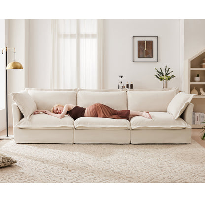 Slipcovered Sofa Couch, with Suppleness Armrests, Chenille Fleece Deep Seat Sofa with Soft Multiple Big Pillows