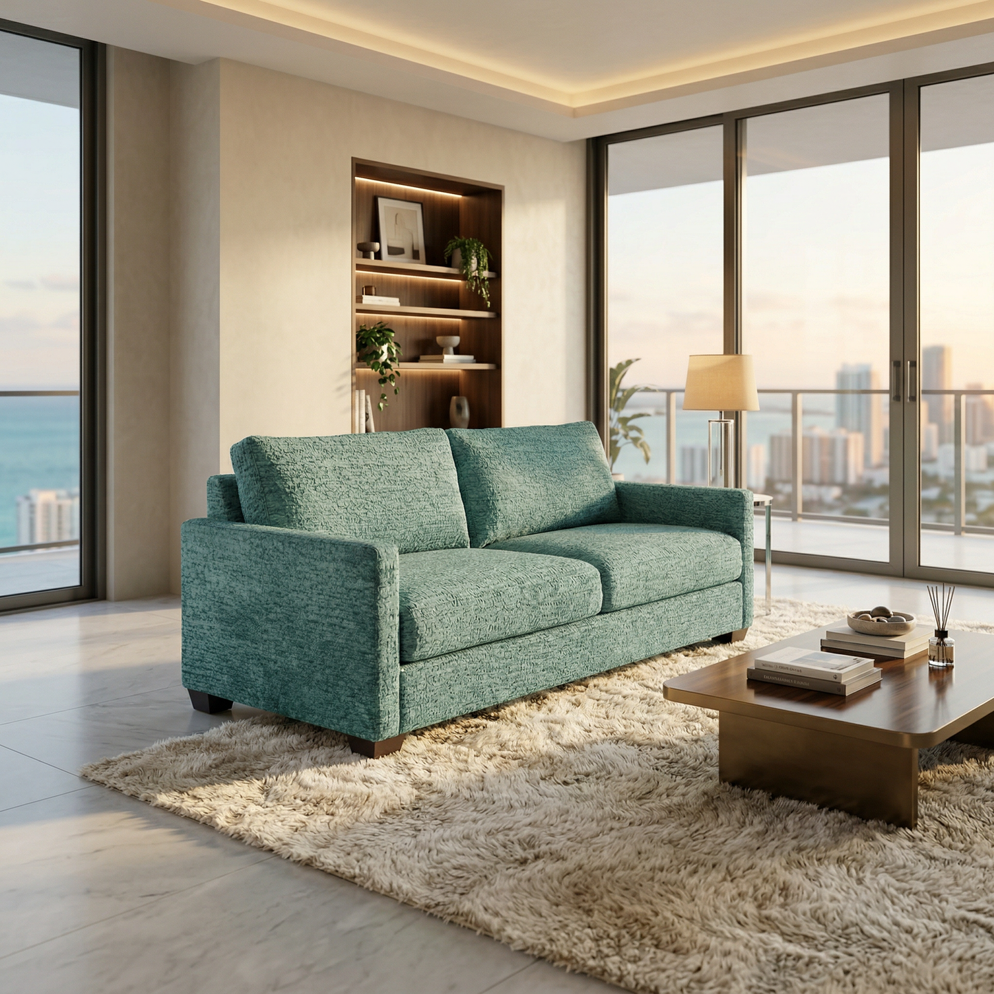 Damon American-Made Sofa – 92" Custom-Fabric Sofa - Hepburn Emerald - Fabric (1)