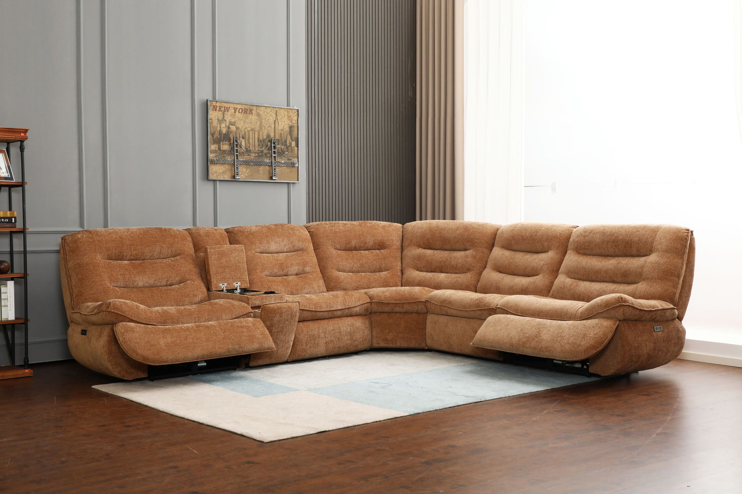 Emmy Orange Chenille Sectional Sofa – 125"W Sectional Sofa