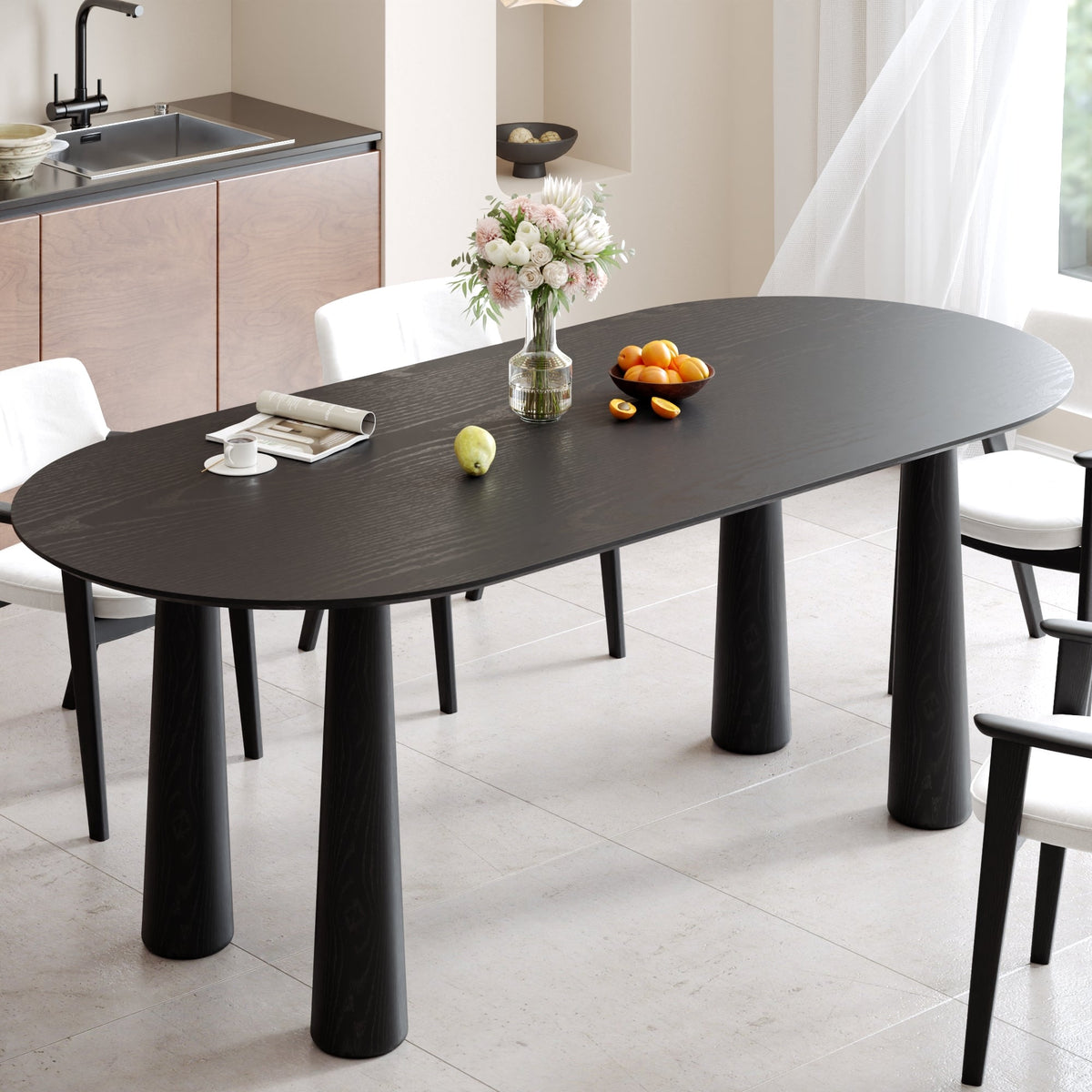 Briony Dining Table in 67" Oval, Black