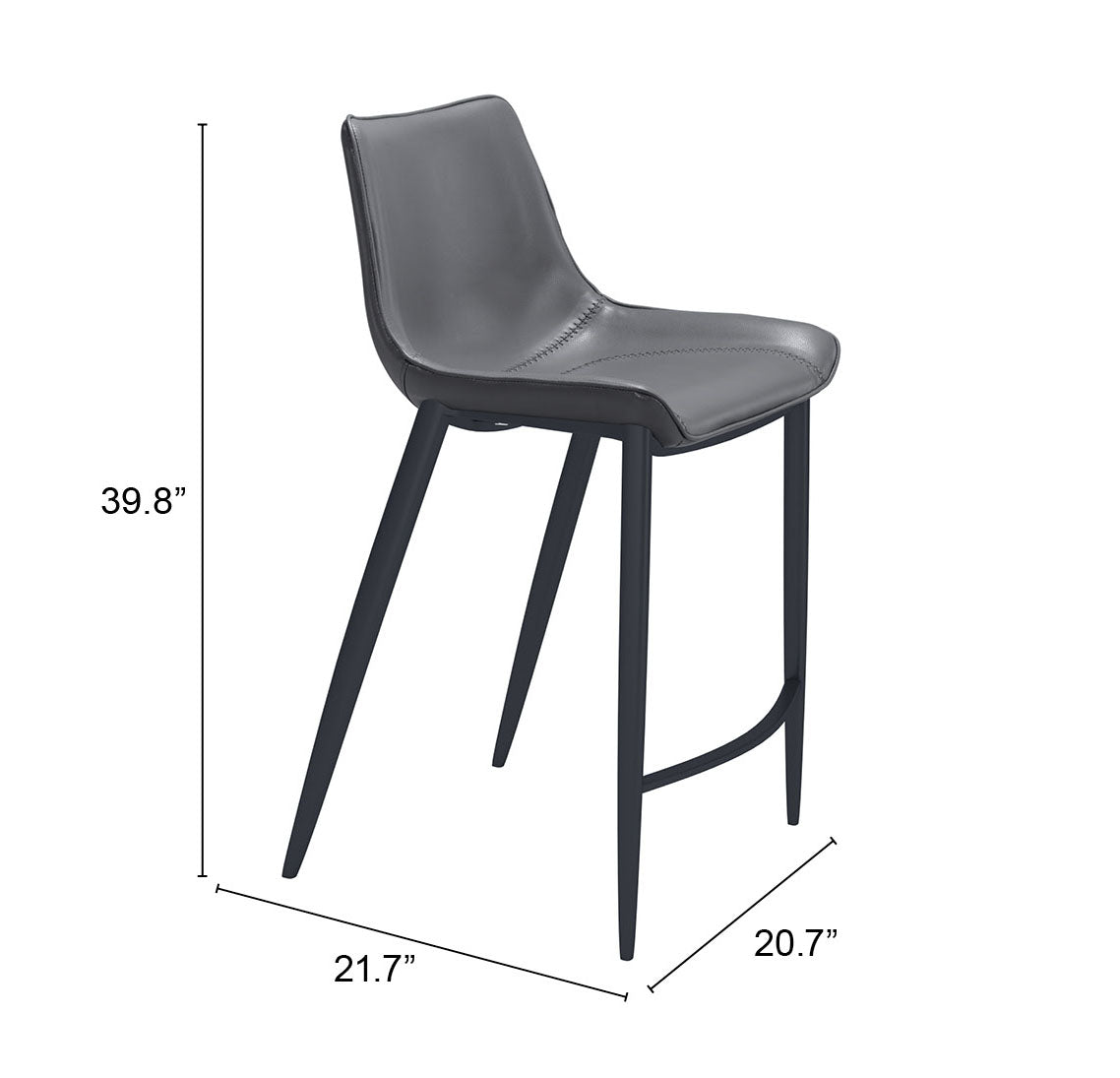 Magnus Counter Stool (Set of 2) in Dark Gray & Black