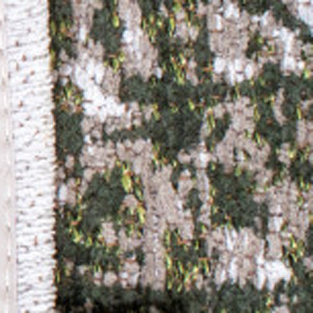 White Gray And Green Abstract Washable Area Rug With UV Protection Area Rug | 9' x 13'