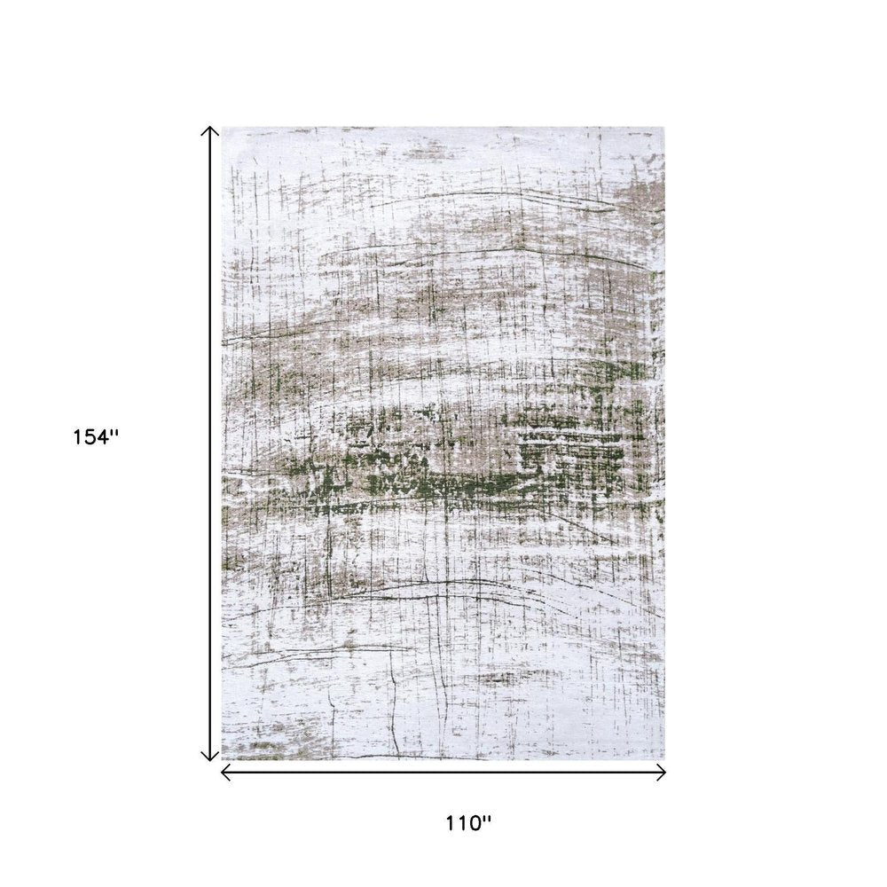 White Gray And Green Abstract Washable Area Rug With UV Protection Area Rug | 9' x 13'